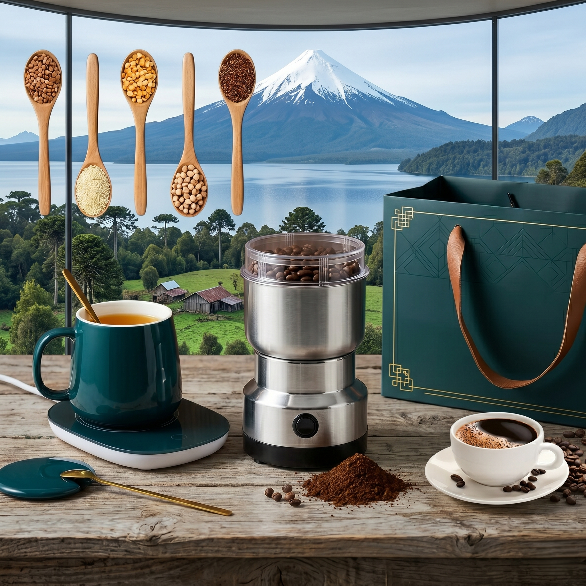 Molino Electrico y Taza de Ceramica Termica